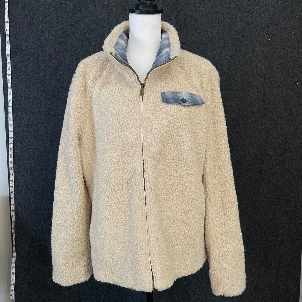 Pendleton Sherpa Fleece Jacket Zip Front Blue Plaid Lined XL
